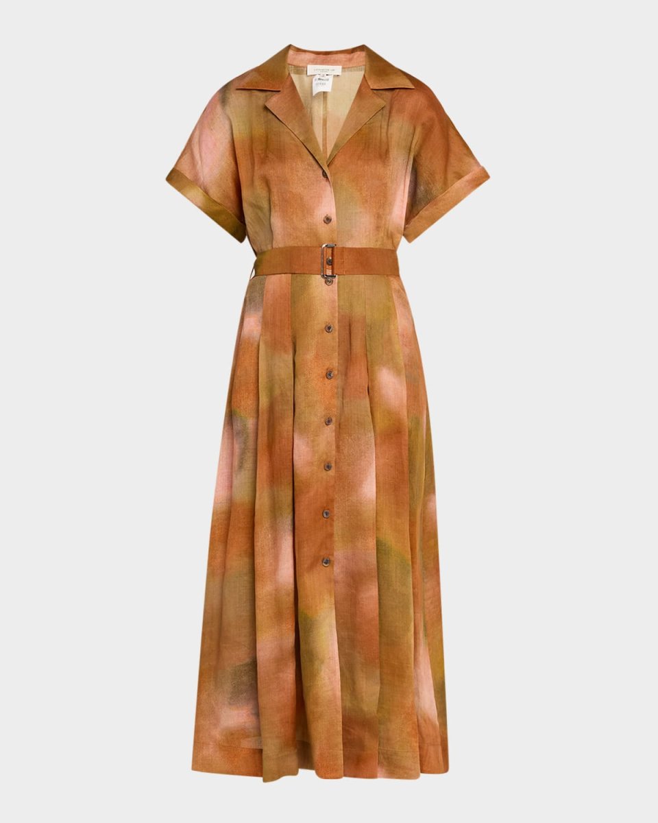 Belted A-Line Cotton Midi Shirtdress